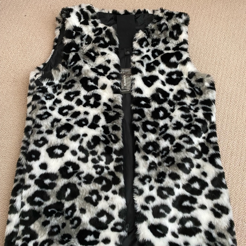 Express Black and White Animal Print Vest
